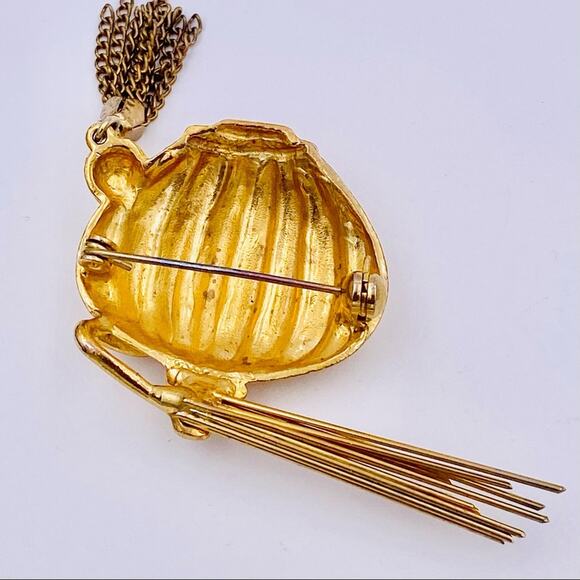 Vintage Fancy Tassel Scent Bottle Gold Tone Collectible Brooch - Picture 7 of 12